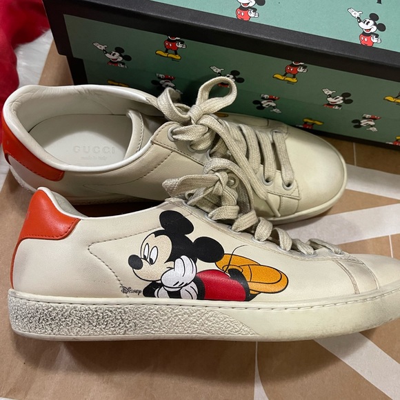 SOLD - Gucci x Disney Mickey Mouse Ace Low Distressed Sneakers - Picture 9 of 10